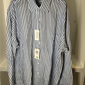 Van Heusen Blue and White Vertical Stripe Dress Shirt
